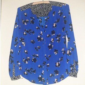 NYDJ blue multi pattern blouse NWOT